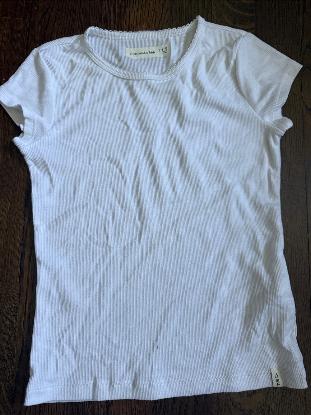 abercrombie kids White Ribbed Crewneck Short Sleeve Tee